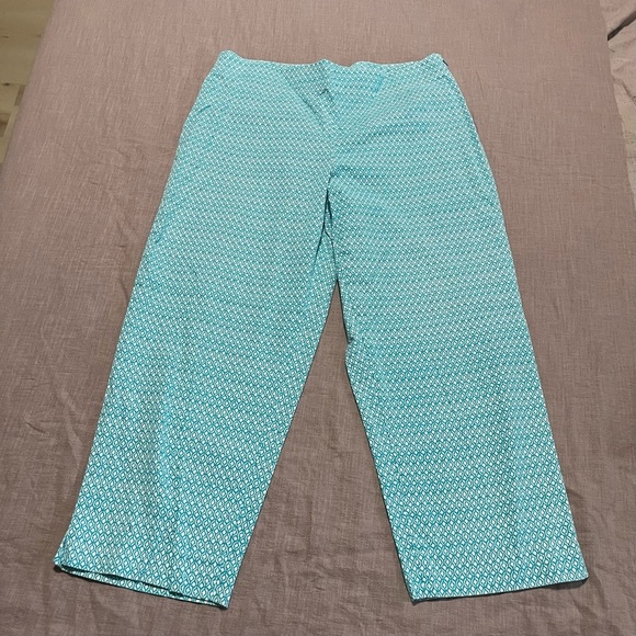 Talbots Aqua Geometric Pants Size 16 stretch lightweight perfect for summer - Picture 2 of 6
